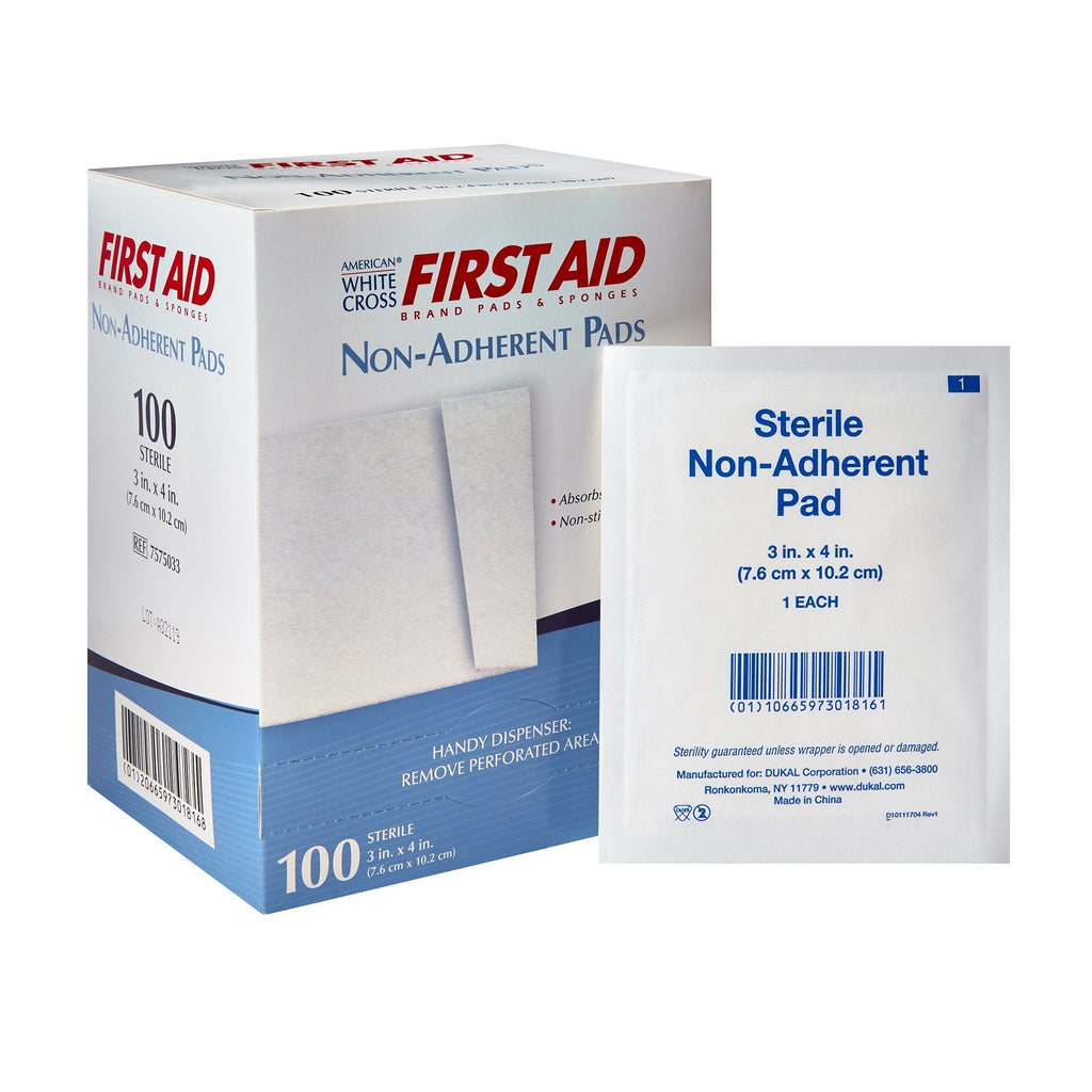 AmericanÂ® White Cross Non-Adherent Dressing, 3 x 4 Inch