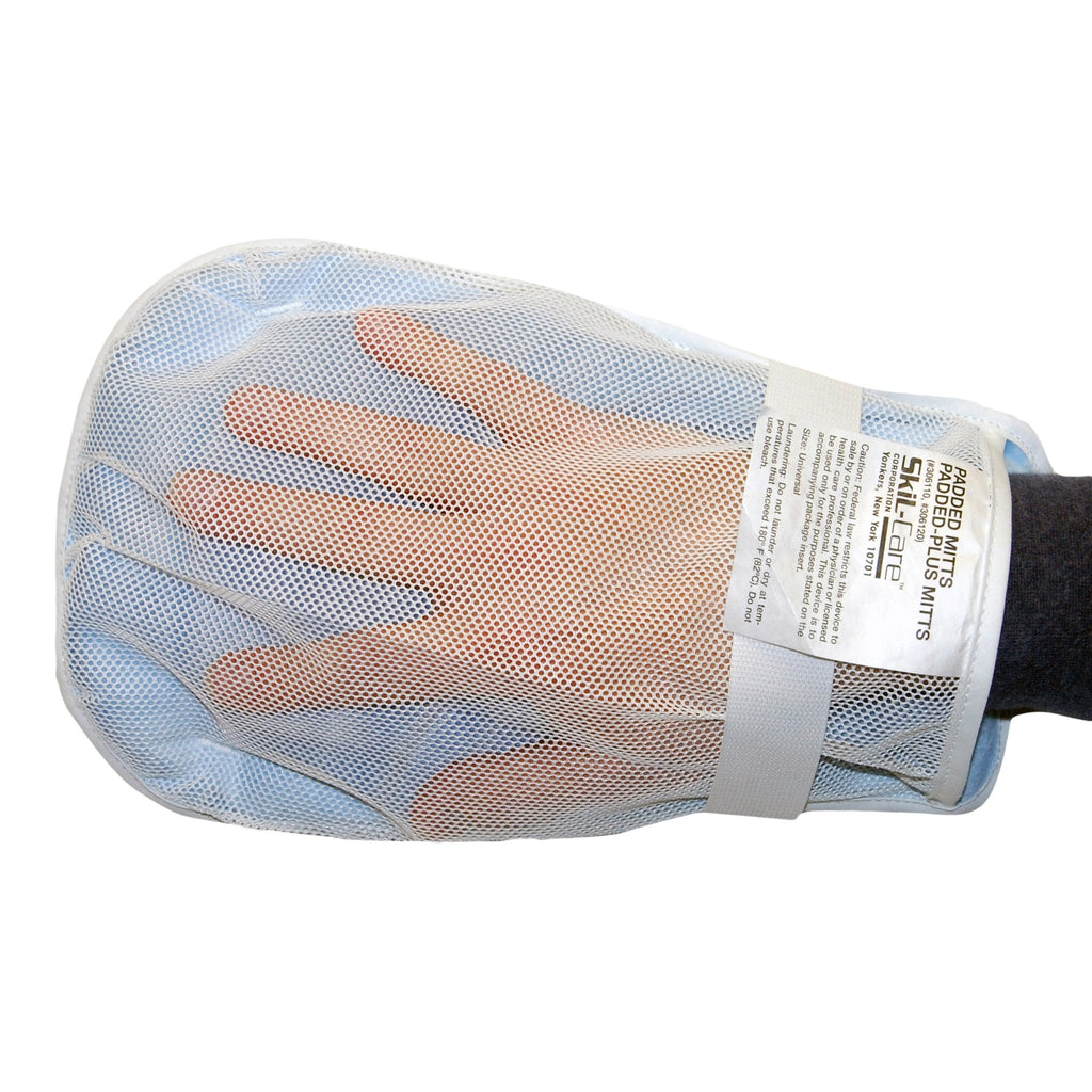 SkiL-CareÂª Hand Control Mitt, 11 x 6 x 3/4 in., White/Blue