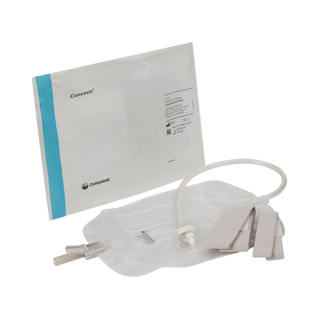 ConveenÂ® Security+ Urinary Leg Bag, 600 mL, Rubber