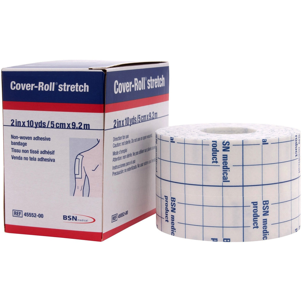 Cover-RollÂ® Stretch Nonwoven Polyester Dressing Retention Tape, 2 Inch x 10 Yard, White