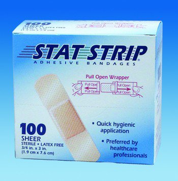 AmericanÂ® White Cross Stat StripÂ® Sheer Adhesive Strip, 1 x 3 Inch
