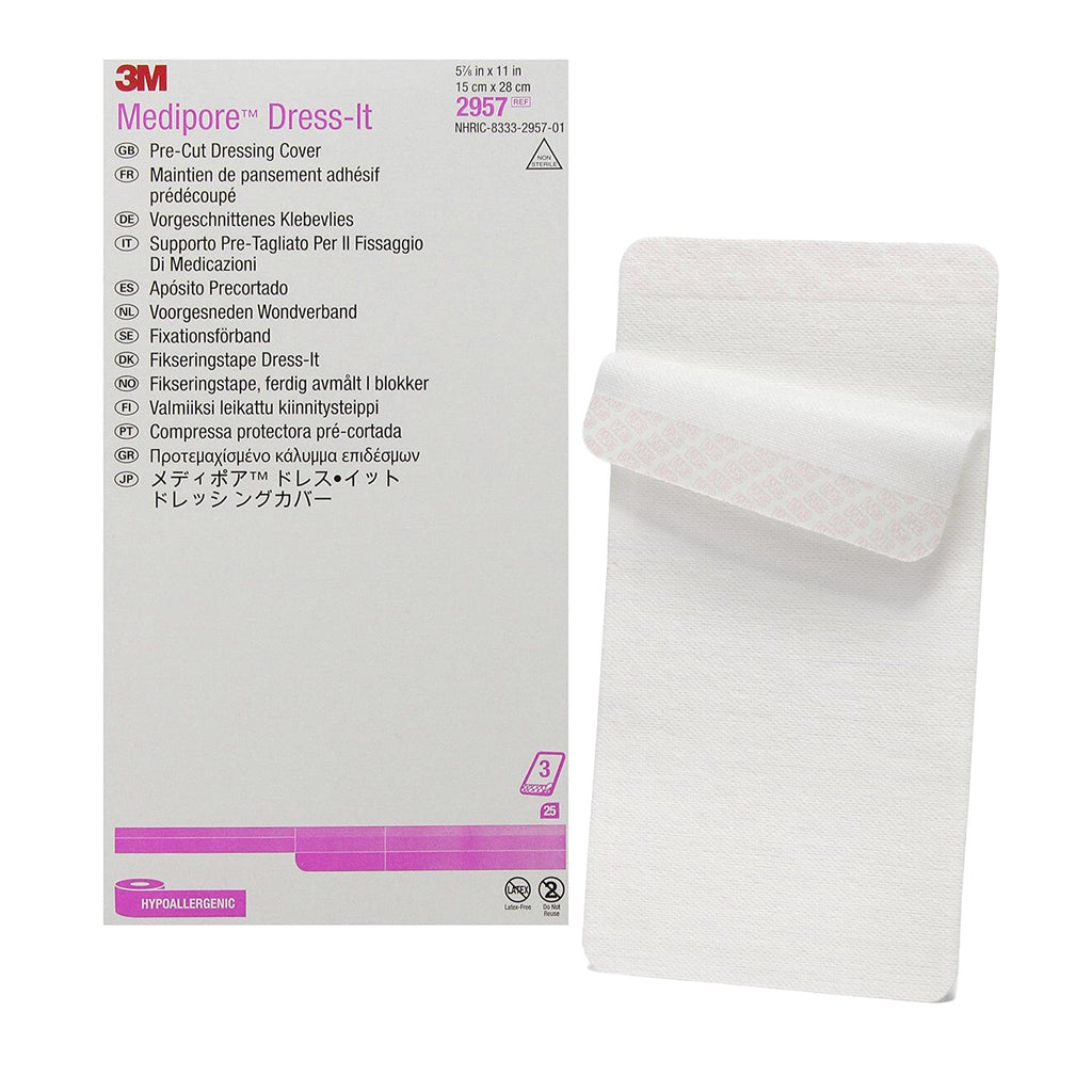 3Mâ„¢ Mediporeâ„¢ Dress-It Dressing Retention Tape with Liner, 5-7/8 x 11 Inch