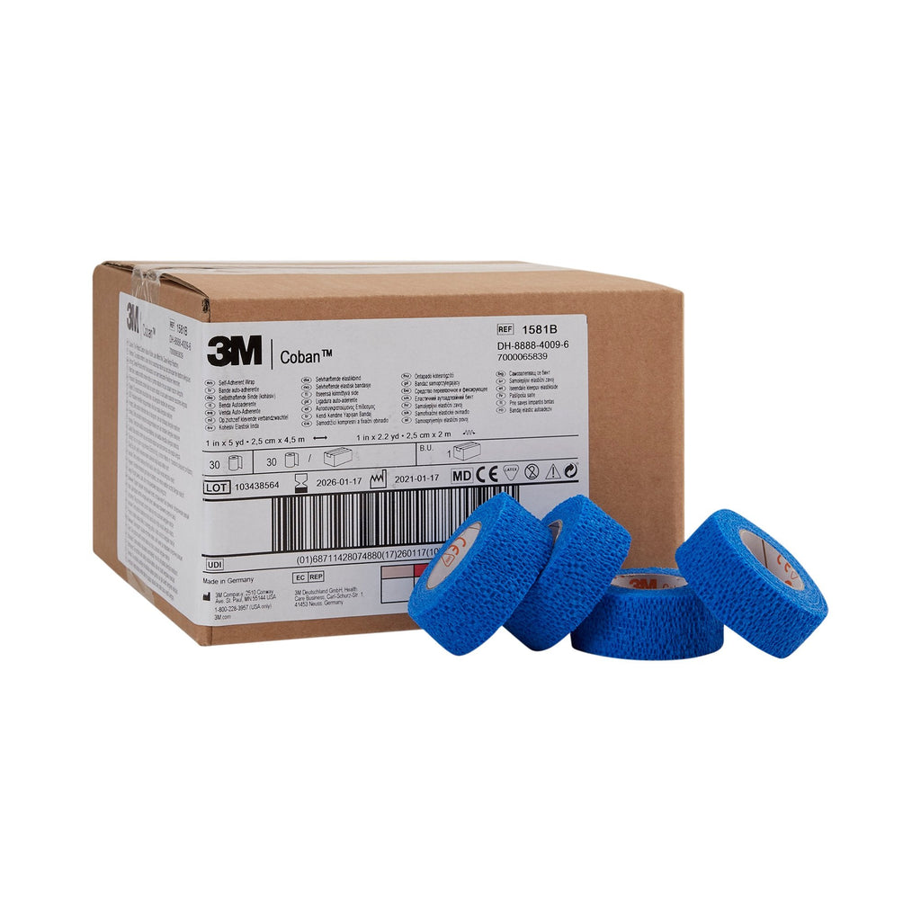 3Mâ„¢ Cobanâ„¢ Self-Adherent Cohesive Bandage, Blue, 1 Inch x 5 Yard