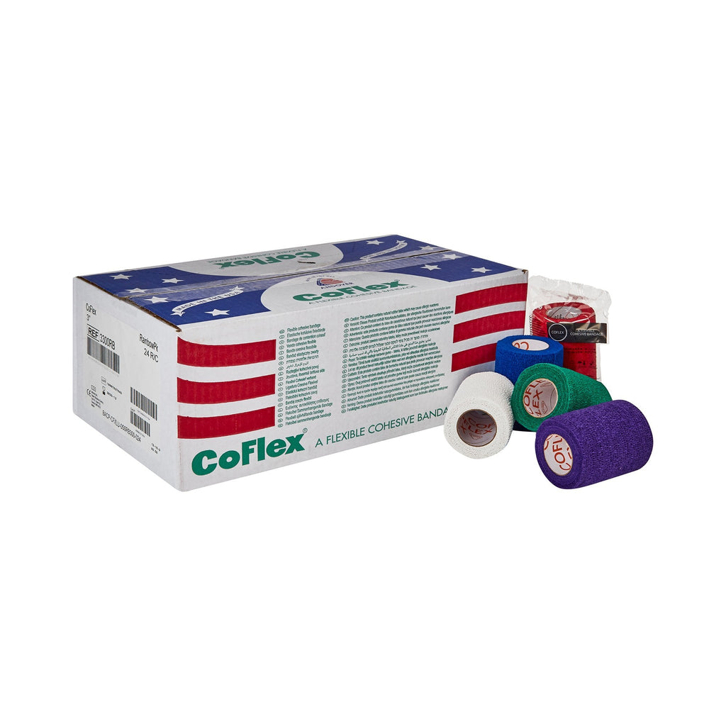 CoFlexÂ¨ Cohesive Bandage, 3 Inch x 5 Yard, Teal / Blue / White / Purple / Red / Green