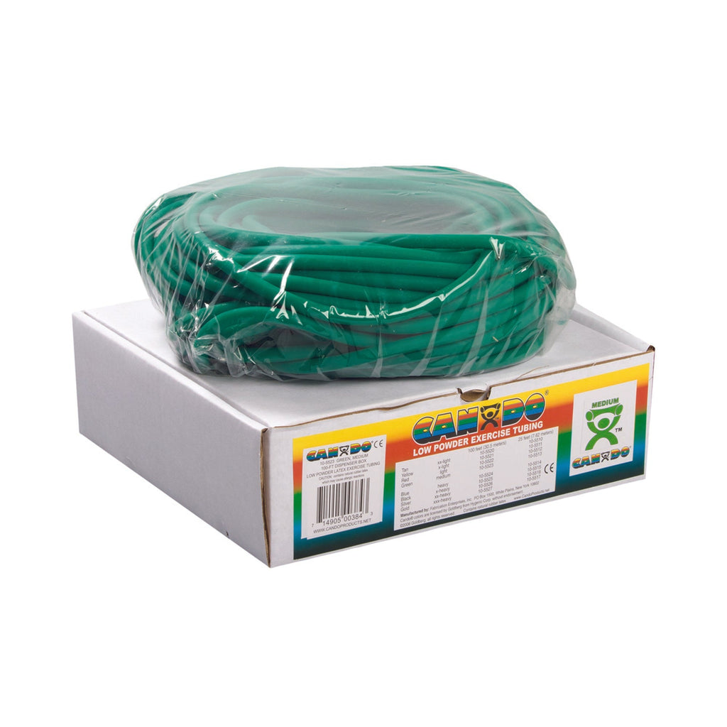 CanDoÂ¨ Low Powder Exercise Resistance Tubing, Green, 100 Foot Length, Medium Resistance