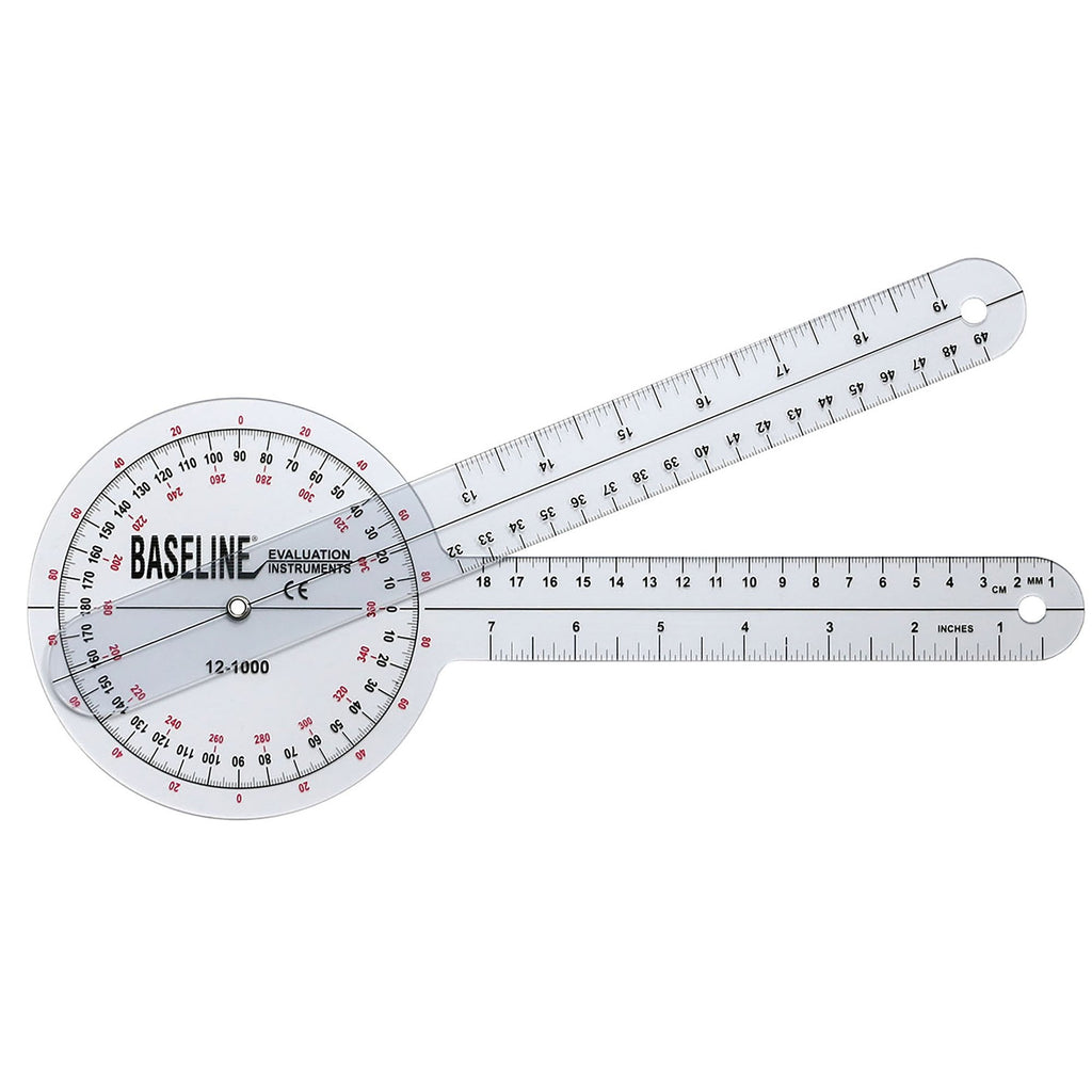 BaselineÂ¨ 360Â¡ Head Plastic Goniometer, 12 Inch Arms