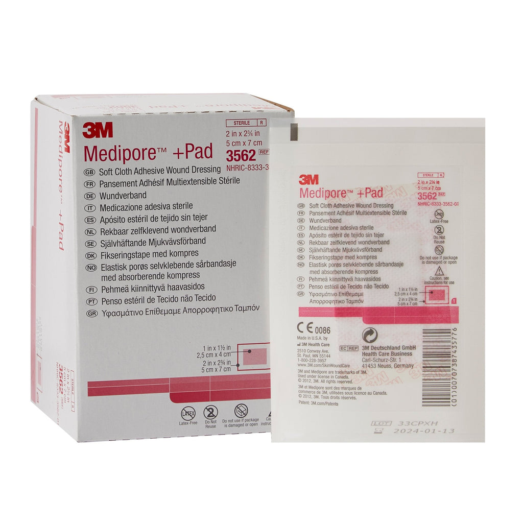3Mâ„¢ Mediporeâ„¢ Adhesive Dressings, Sterile, Rectangle