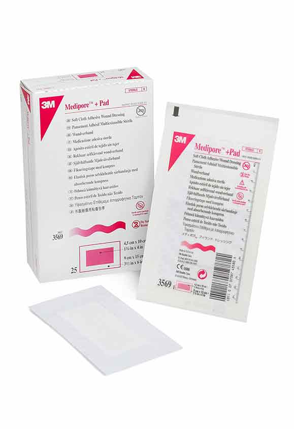 3Mâ„¢ Mediporeâ„¢ Adhesive Dressing, Soft Cloth, Sterile, White