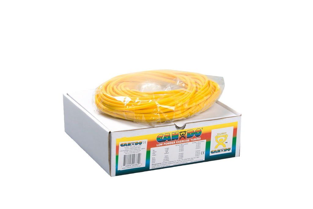 CanDoÂ¨ Low Powder Exercise Resistance Tubing, Yellow, 100 Foot Length, X-Light Resistance