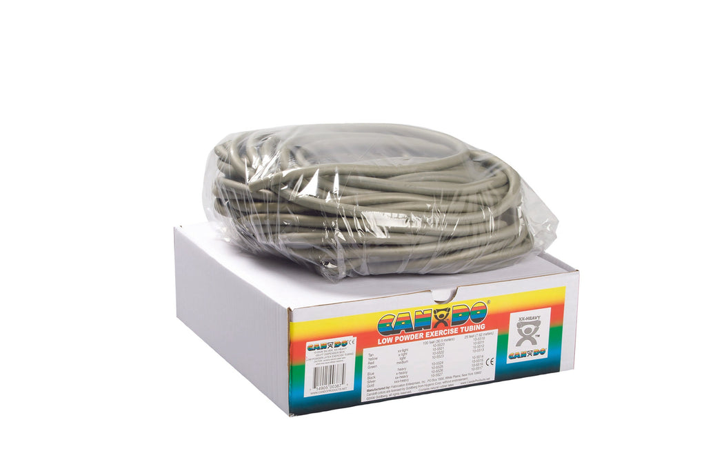 CanDoÂ¨ Low Powder Exercise Resistance Tubing, Silver, 100 Foot Length, 2X-Heavy Resistance