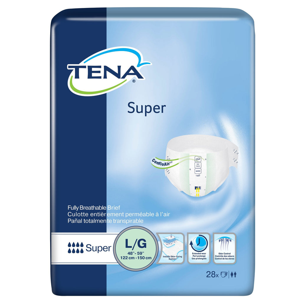 Tena Super Incontinence Briefs, Absorbent, Odor Control