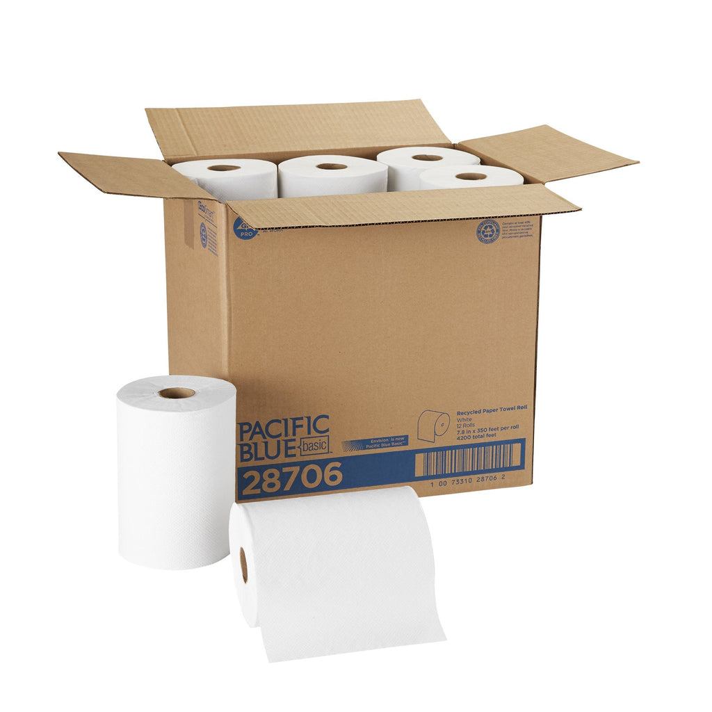 Pacific Blue Basicâ„¢ White Paper Towel, 7-7/8 Inch x 350 Foot, 12 Rolls per Case