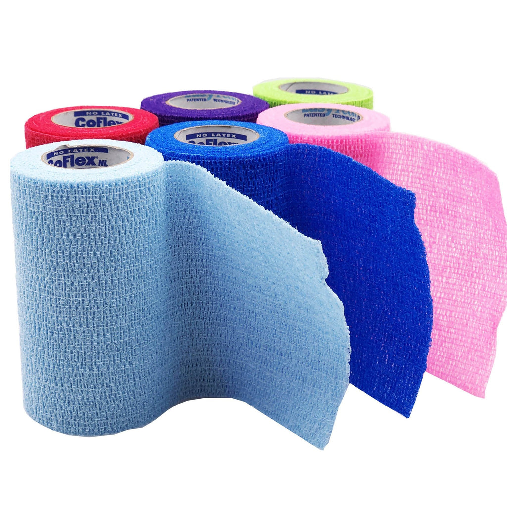 Co-FlexÂ® NL Cohesive Bandage, 4 Inch x 5 Yard, Neon Pink / Blue / Purple / Light Blue / Neon Green