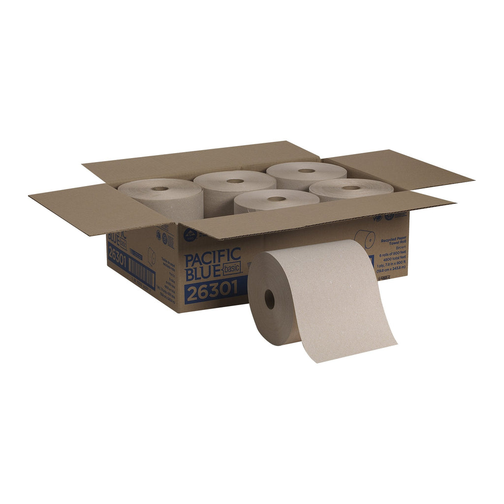 Pacific Blue Basicâ„¢ Brown Paper Towel, 7-7/8 Inch x 800 Foot, 6 Rolls per Case
