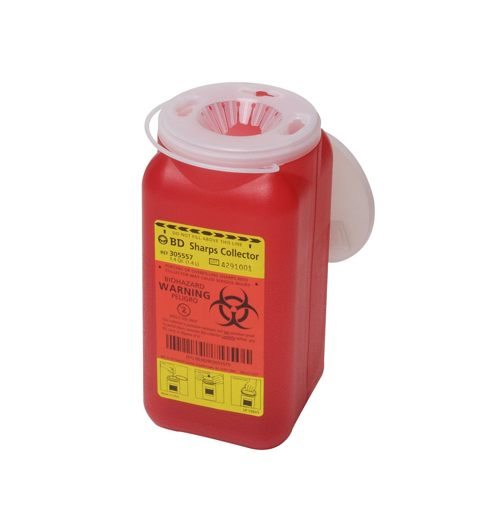 Becton Dickinson Red Sharps Container, 7Â¾ x 3Â¾ x 3Â¾ Inch