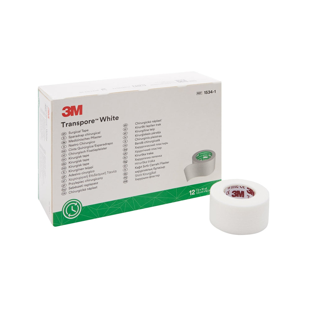 3MÂª TransporeÂª Plastic Medical Tape, 1 Inch x 10 Yard, White