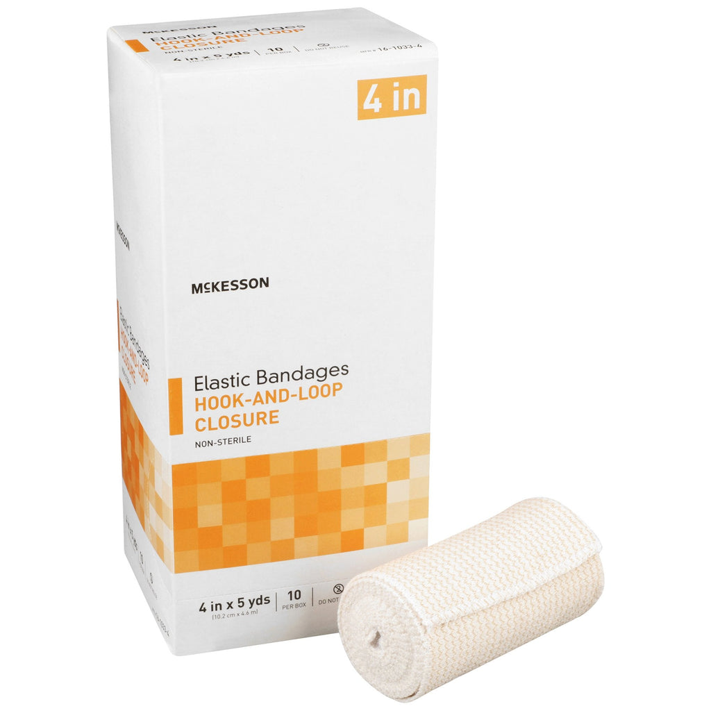 McKesson Bandage, Elastic, 4" x 5 yards, Hook-and-Loop Closure, Non-Sterile