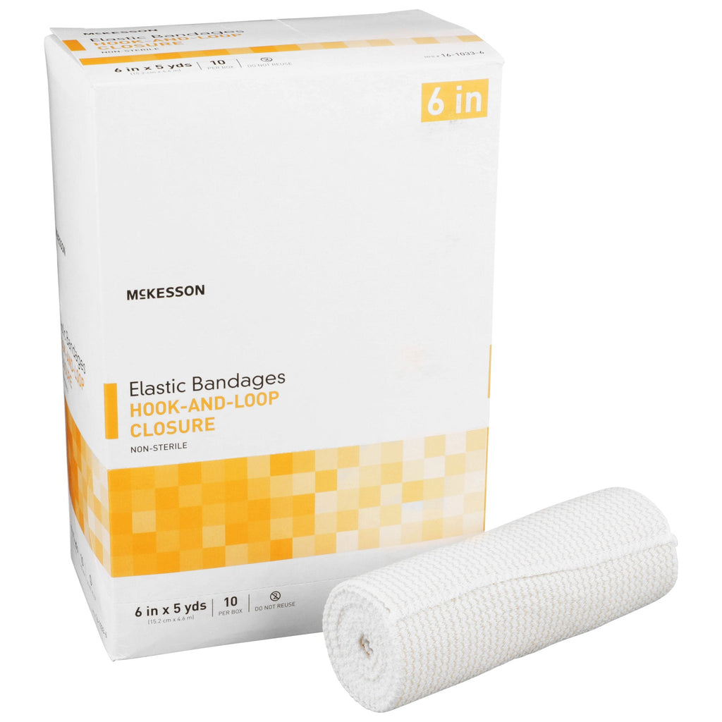 McKesson Bandage, Elastic , 6" x 5 Yd Hook-and-Loop Closure, Non-Sterile