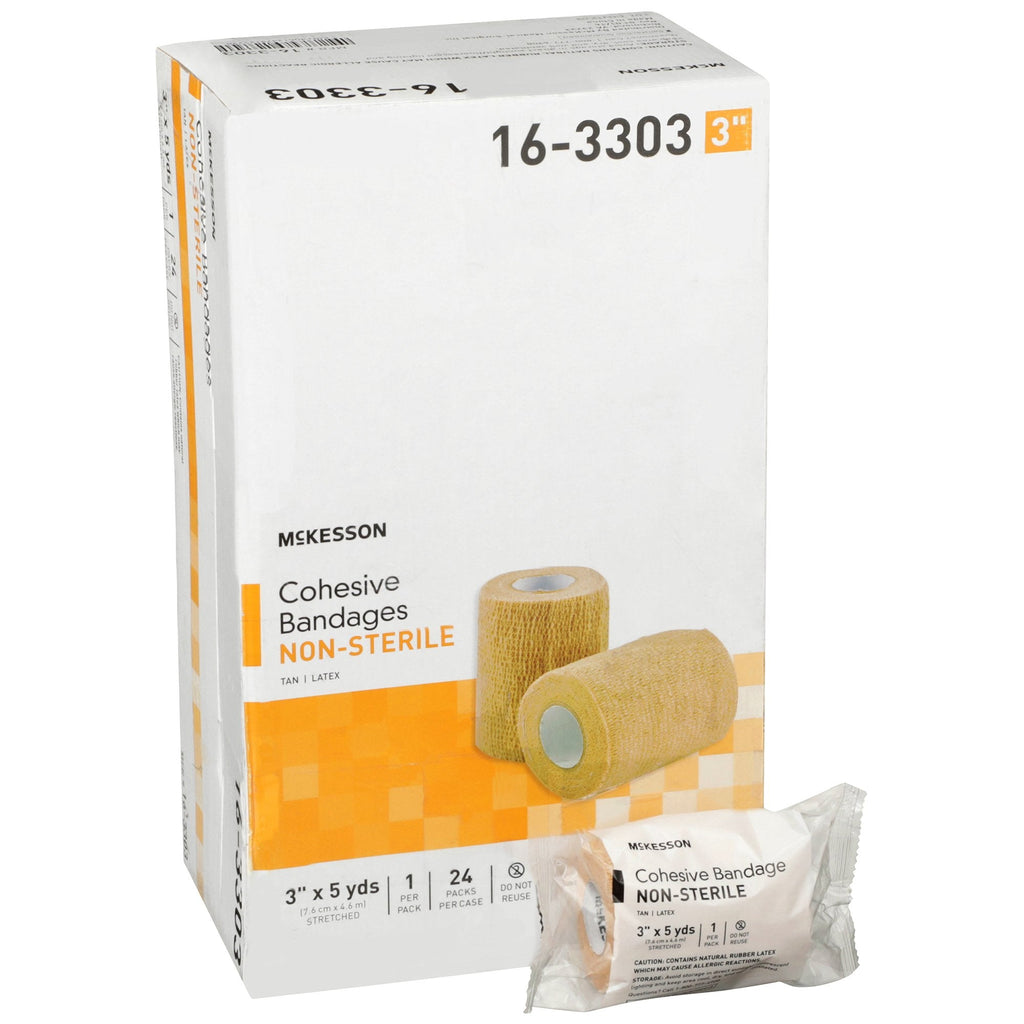 McKesson Cohesive Bandage, Tan, Self-Adherent, 3" x 5 Yard Roll