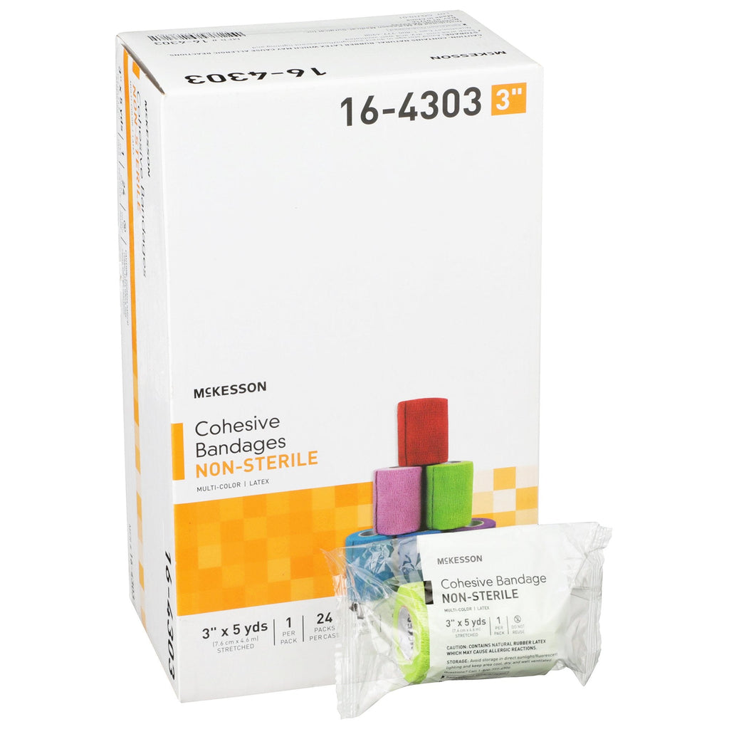 McKesson Cohesive Bandage, Multicolor, Self-Adherent, 3" x 5 Yards