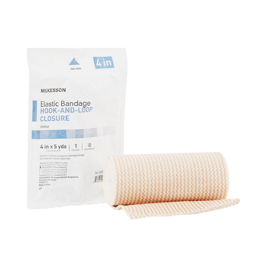 McKesson Elastic Bandage, Hook-and-Loop Closure, Sterile, 4 Inch x 5 Yards