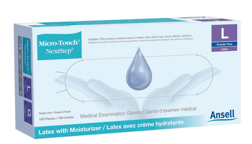 Micro-TouchÂ¨ NextStepÂ¨ Latex Standard Cuff Length Exam Glove, Large, Green