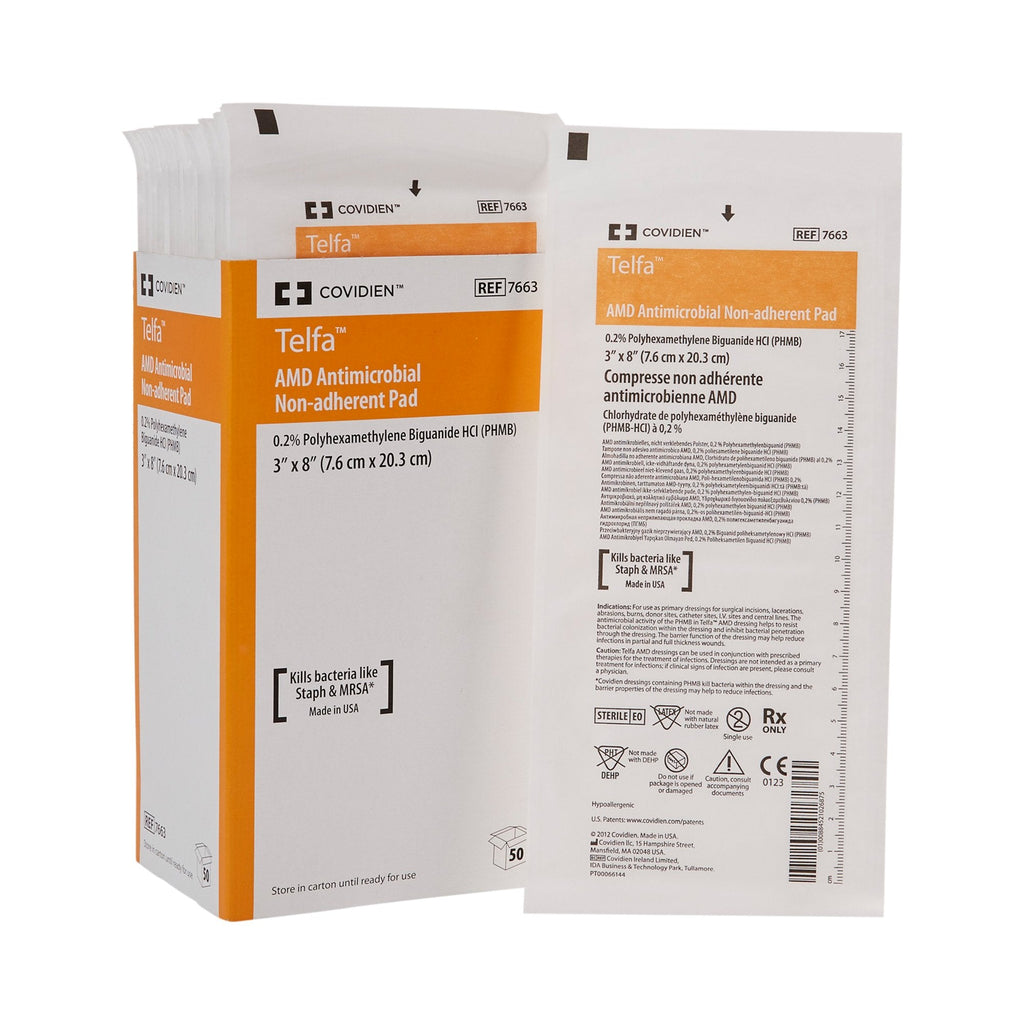 CovidienÂª TelfaÂª Impregnated Antimicrobial Dressing, 3 x 8 Inch