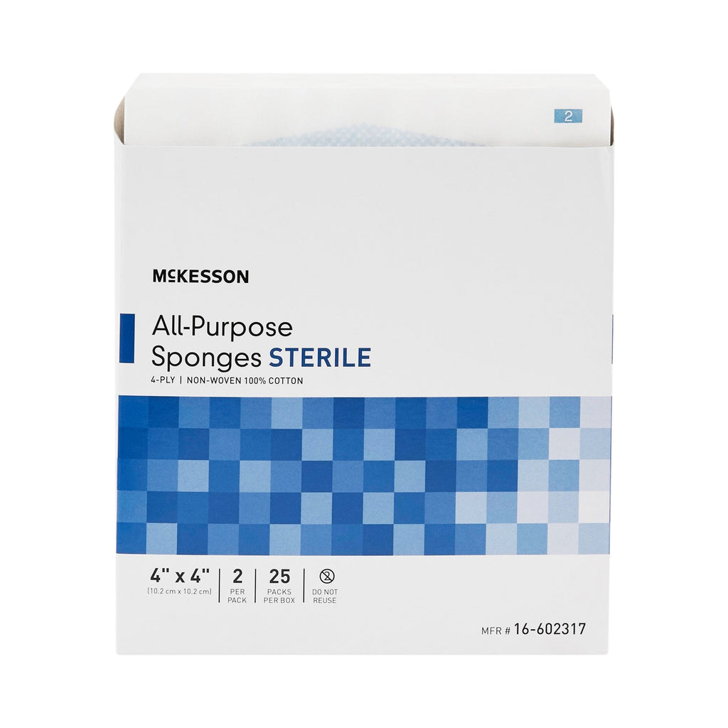 McKesson All-Purpose Sponges, Sterile White, 4" x 4"