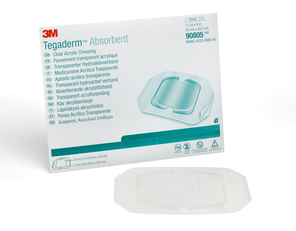 3MÂª Tegaderm Transparent Film Dressing, Square, Sterile, 7-7/8 X 8 inch