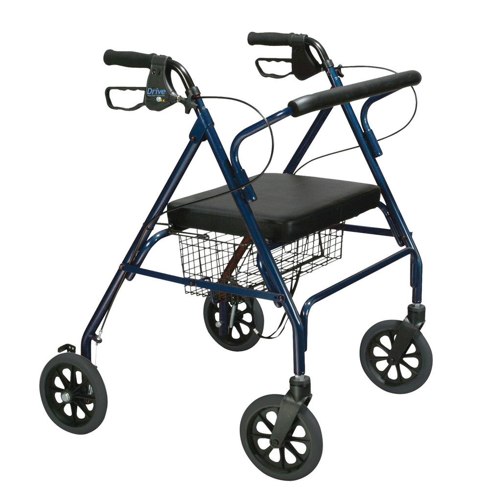 driveÂª Go-Lite Bariatric 4 Wheel Rollator, Blue