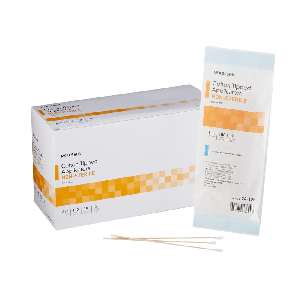 McKesson Swabsticks, Cotton-Tip, Wood Shaft, 6", Non-Sterile
