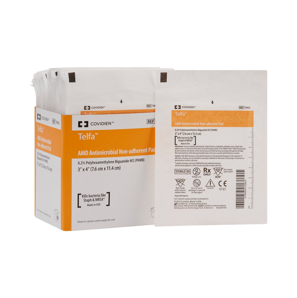 CovidienÂª TelfaÂª Impregnated Antimicrobial Dressing, 3 x 4 Inch