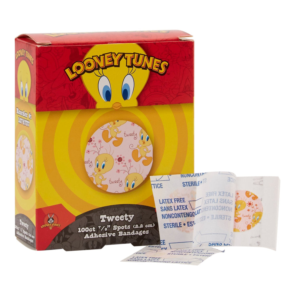 Looney TunesÂª Tweety Design Adhesive Spot Bandage, 7/8-Inch Diameter