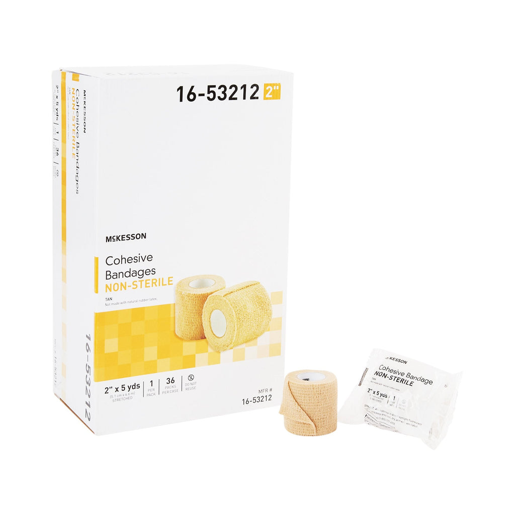 McKesson Cohesive Bandage Standard Compression, Tan, Self-adherent Closure, 2" X 5 Yards
