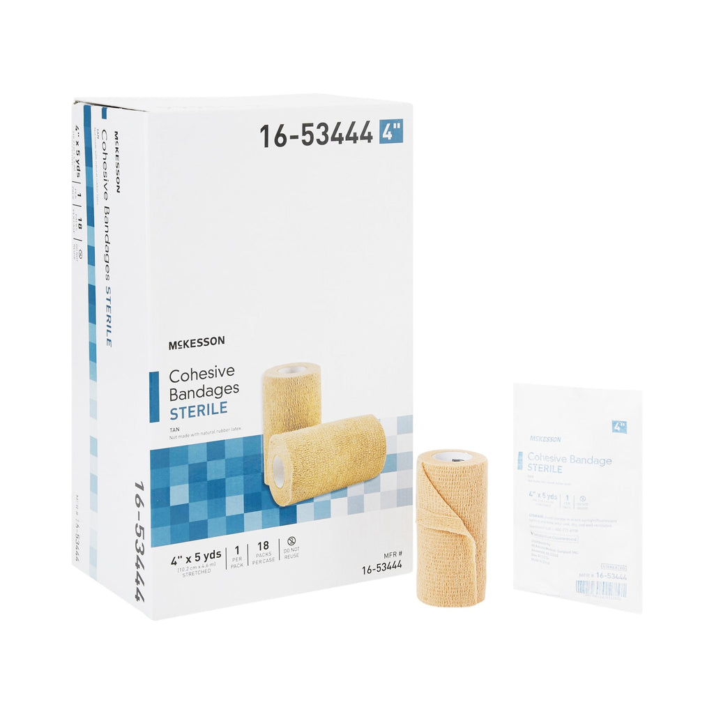 McKesson Cohesive Bandage, Tan, Standard Compression, Self-adherent, 4" x 5 yd