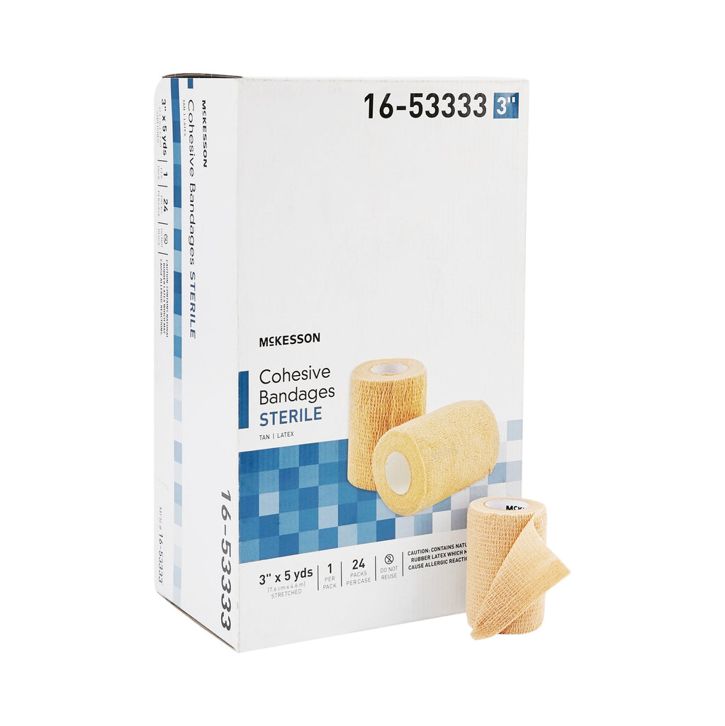 McKesson Cohesive Bandage Standard Compression, Tan, Self-Adherent, 3" x 5 Yards