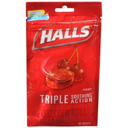 HallsÂ¨ Menthol Cherry Flavor Cold and Cough Relief