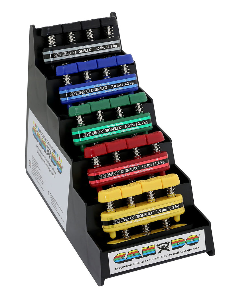 CanDoÂ¨ Digi-FlexÂ¨ Hand Exerciser, Set of 5 with Plastic Rack
