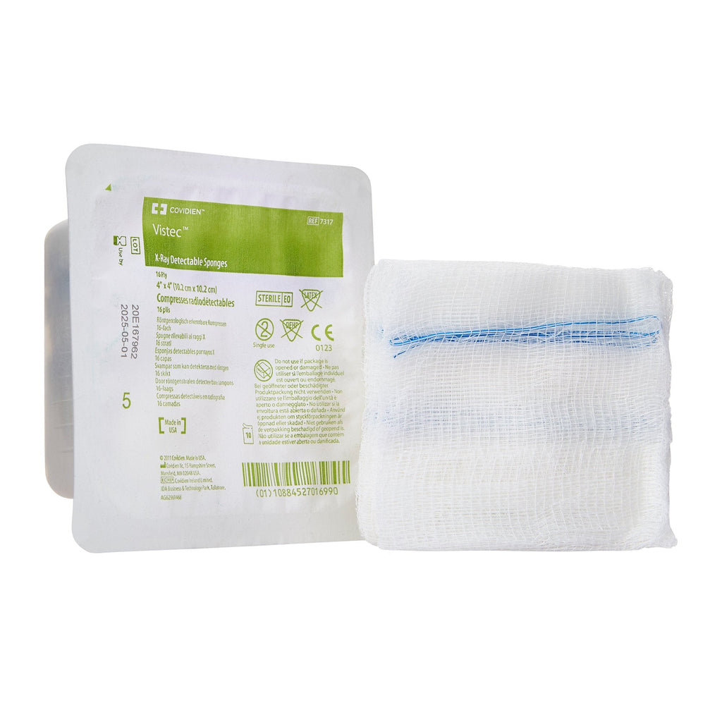 VisitecÂª Sterile USP Type VII X-Ray Detectable Gauze sponge, 4 x 4 Inch