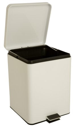 McKesson Trash Can With Plastic Liner, Square, Steel, Step-On, 20 QT, White
