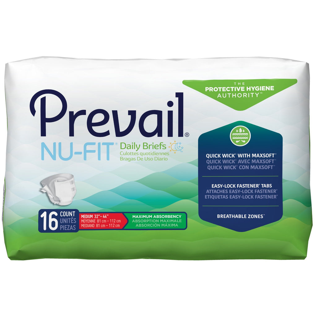 PrevailÂ¨ Nu-FitÂ¨ Maximum Incontinence Brief, Medium