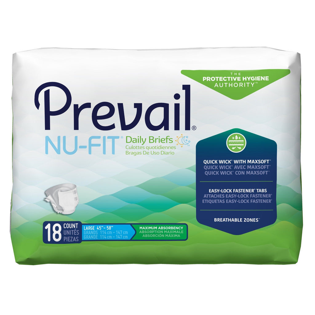 PrevailÂ¨ Nu-FitÂ¨ Maximum Incontinence Brief, Large