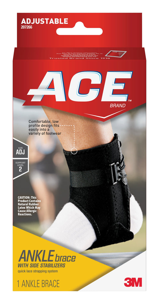 3M ACE Ankle Brace, Adjustable, Lace-Up, Side Stabilizers