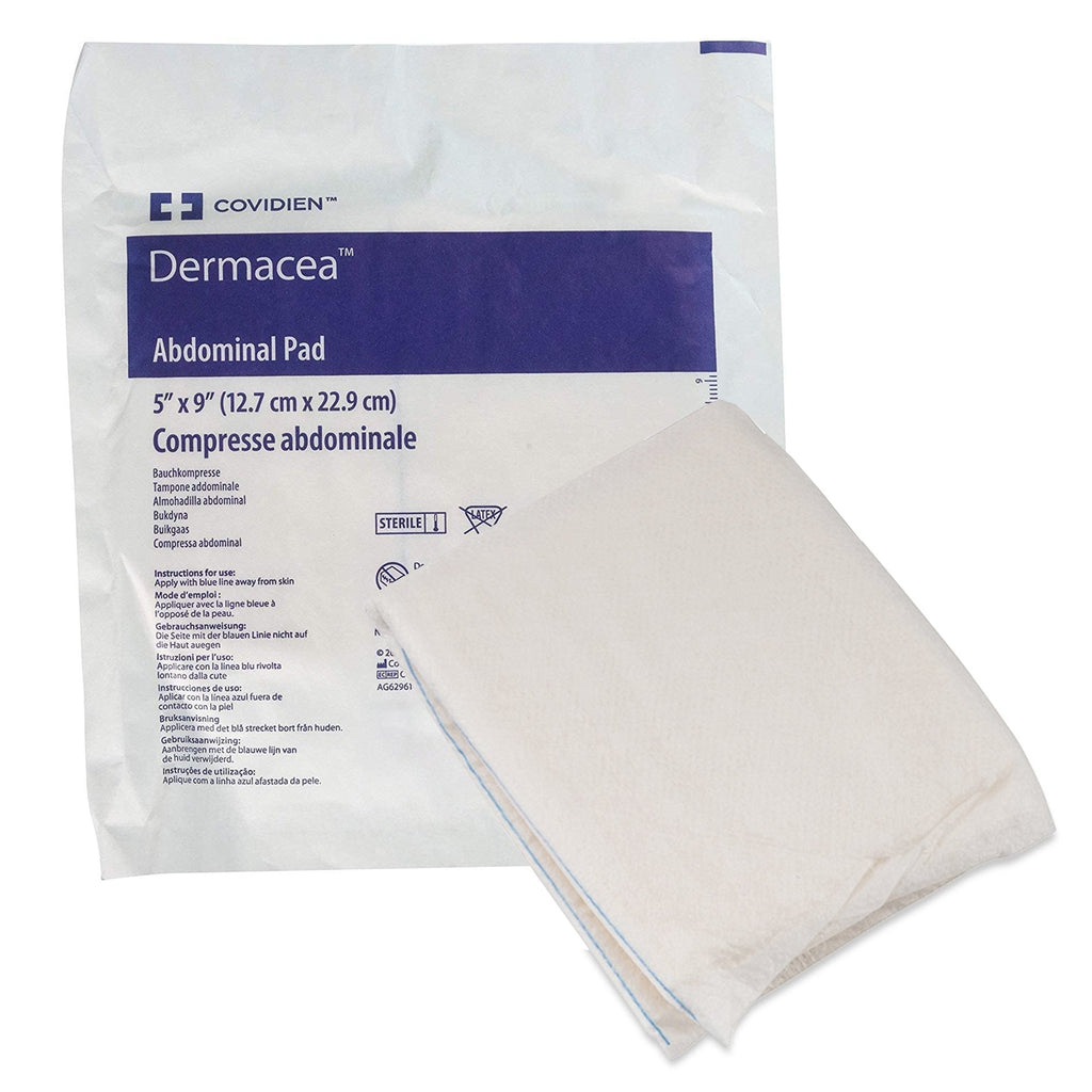 Dermacea Abdominal Pad, nonsterile, White, 5" x 9"