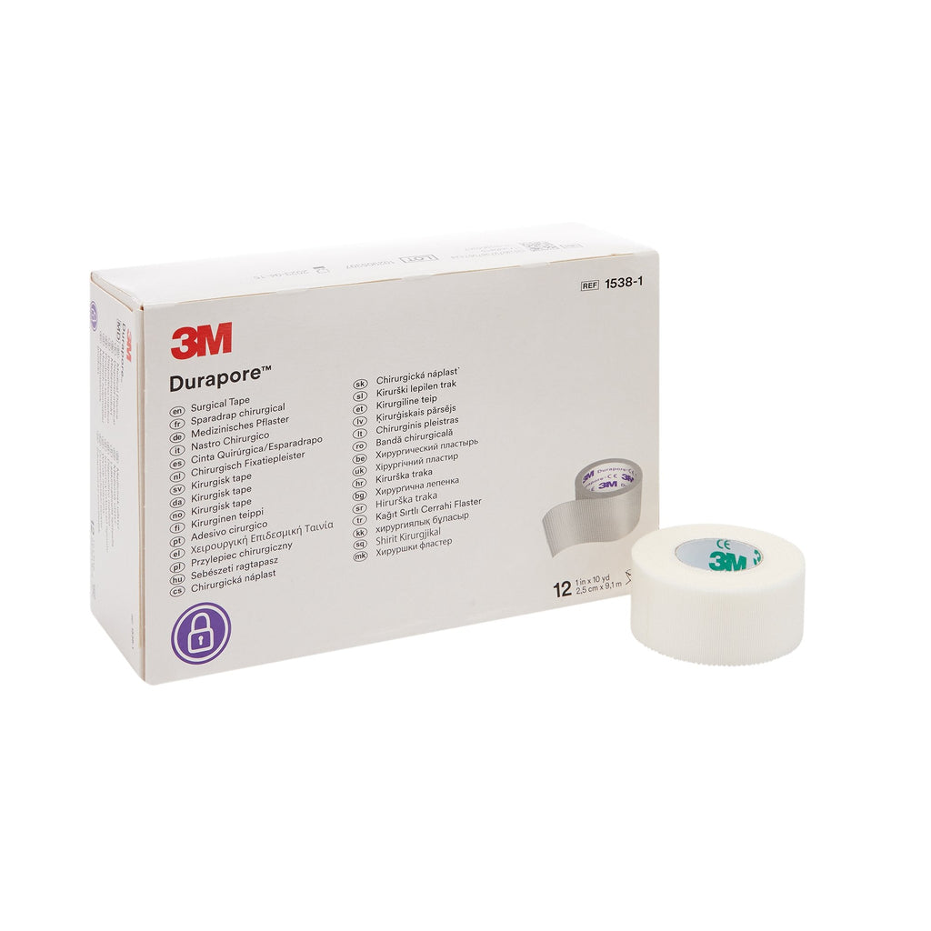 3MÂª DuraporeÂª Silk-Like Cloth Medical Tape, 1 Inch x 10 Yard, White