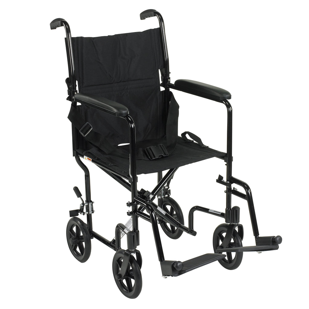 driveÂª Lightweight Transport Chair, Black, 17-Inch Seat Width