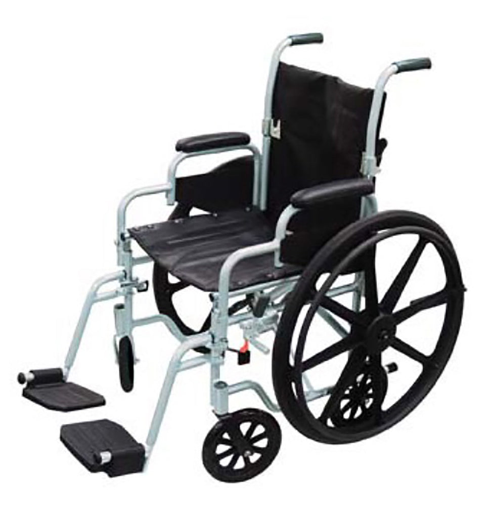 driveÂª Poly-Fly High Strength Lightweight Wheelchair / Flyweight Transport Chair, Black with Green Finish