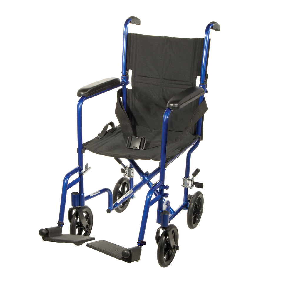 driveÂª Lightweight Transport Chair, Blue, 17-Inch Seat Width