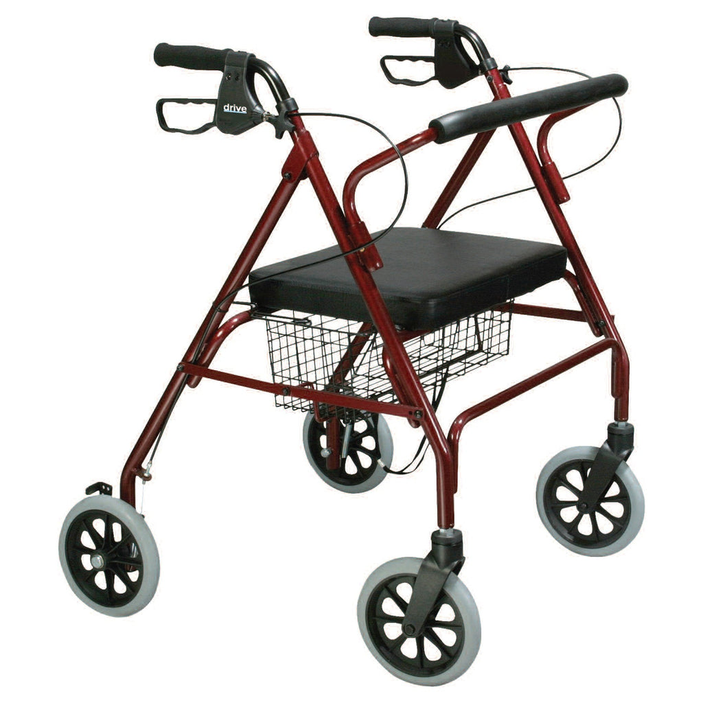 driveÂª Go-Lite Bariatric 4 Wheel Rollator, Red