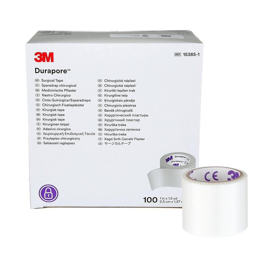 3MÂª DuraporeÂª Silk-Like Cloth Medical Tape, 1 Inch x 1-1/2 Yard, White